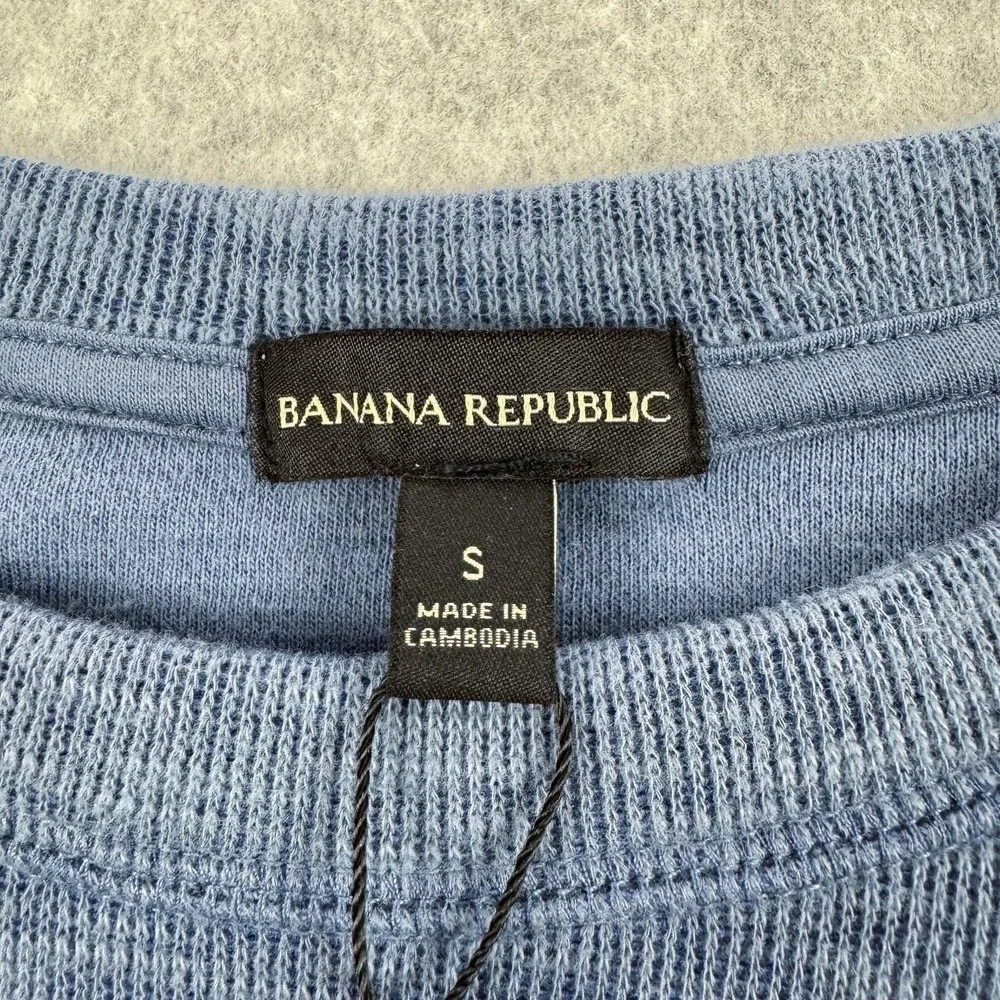 Banana Republic Sweater Mens Small Blue Double Knit Crew Pullover Preppy NEW $60